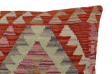 handmade Traditional Pillow Rust Blue Hand-Woven SQUARE 100% WOOL Hand woven turkish pillow2' x 2'
