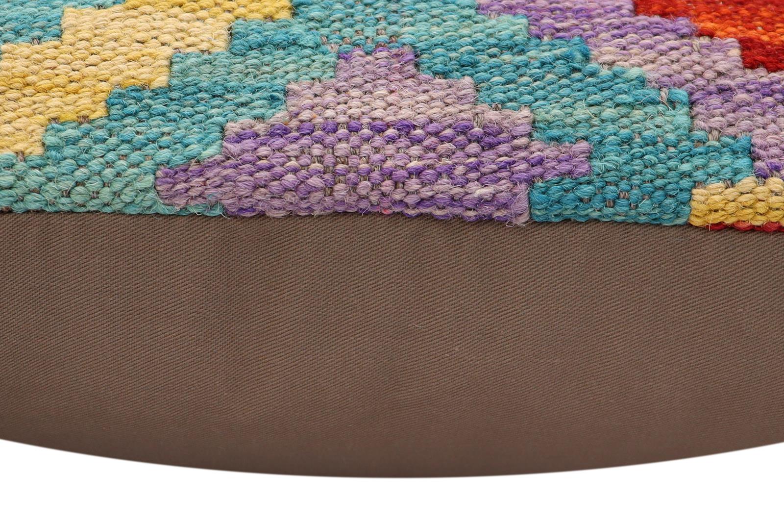 handmade Traditional Pillow Rust Blue Hand-Woven SQUARE 100% WOOL Hand woven turkish pillow2' x 2'