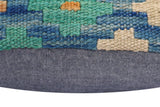 handmade Traditional Pillow Blue Beige Hand-Woven SQUARE 100% WOOL Hand woven turkish pillow2' x 2'