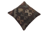 handmade Traditional Pillow Black Gray Hand-Woven SQUARE 100% WOOL Hand woven turkish pillow2' x 2'