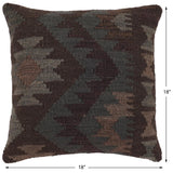 handmade Traditional Pillow Brown Purple Hand-Woven SQUARE 100% WOOL Hand woven turkish pillow2' x 2'