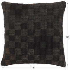 handmade Traditional Pillow Black Brown Hand-Woven SQUARE 100% WOOL Hand woven turkish pillow2' x 2'