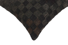 handmade Traditional Pillow Black Brown Hand-Woven SQUARE 100% WOOL Hand woven turkish pillow2' x 2'