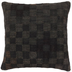 handmade Traditional Pillow Black Brown Hand-Woven SQUARE 100% WOOL Hand woven turkish pillow2' x 2'