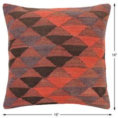 handmade Traditional Pillow Red Brown Hand-Woven SQUARE 100% WOOL Hand woven turkish pillow2' x 2'