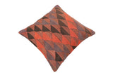 handmade Traditional Pillow Red Brown Hand-Woven SQUARE 100% WOOL Hand woven turkish pillow2' x 2'