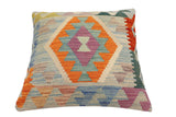 handmade Traditional Pillow Blue Rust Hand-Woven SQUARE 100% WOOL Hand woven turkish pillow2' x 2'