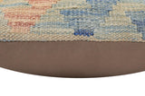 handmade Traditional Pillow Blue Rust Hand-Woven SQUARE 100% WOOL Hand woven turkish pillow2' x 2'