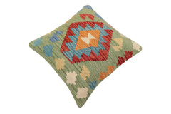 handmade Traditional Pillow Green Red Hand-Woven SQUARE 100% WOOL Hand woven turkish pillow2' x 2'