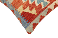 handmade Traditional Pillow Rust Blue Hand-Woven SQUARE 100% WOOL Hand woven turkish pillow2' x 2'