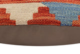 handmade Traditional Pillow Rust Blue Hand-Woven SQUARE 100% WOOL Hand woven turkish pillow2' x 2'
