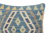 handmade Traditional Pillow Blue Gray Hand-Woven SQUARE 100% WOOL Hand woven turkish pillow2' x 2'