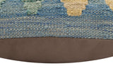 handmade Traditional Pillow Blue Gray Hand-Woven SQUARE 100% WOOL Hand woven turkish pillow2' x 2'