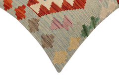 handmade Traditional Pillow Blue Rust Hand-Woven SQUARE 100% WOOL Hand woven turkish pillow2' x 2'
