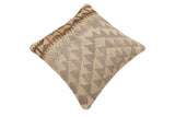 handmade Traditional Pillow Beige Tan Hand-Woven SQUARE 100% WOOL Hand woven turkish pillow2' x 2'