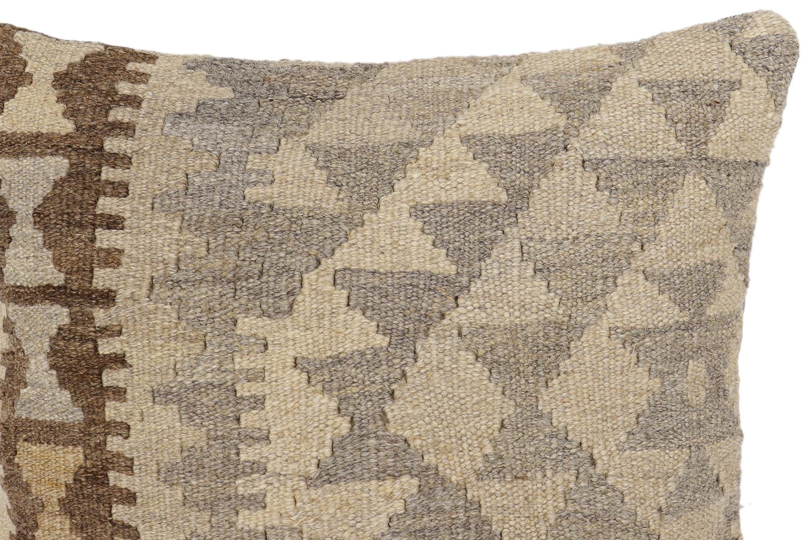handmade Traditional Pillow Beige Tan Hand-Woven SQUARE 100% WOOL Hand woven turkish pillow2' x 2'
