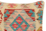 handmade Traditional Pillow Beige Blue Hand-Woven SQUARE 100% WOOL Hand woven turkish pillow2' x 2'