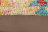 handmade Traditional Pillow Beige Blue Hand-Woven SQUARE 100% WOOL Hand woven turkish pillow2' x 2'