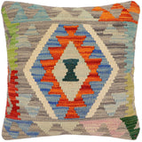 handmade Traditional Pillow Rust Gray Hand-Woven SQUARE 100% WOOL Hand woven turkish pillow2' x 2'