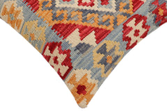 handmade Traditional Pillow Blue Red Hand-Woven SQUARE 100% WOOL Hand woven turkish pillow2' x 2'
