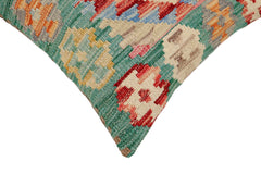handmade Traditional Pillow Green Beige Hand-Woven SQUARE 100% WOOL Hand woven turkish pillow2' x 2'