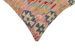handmade Traditional Pillow Blue Beige Hand-Woven SQUARE 100% WOOL Hand woven turkish pillow2' x 2'