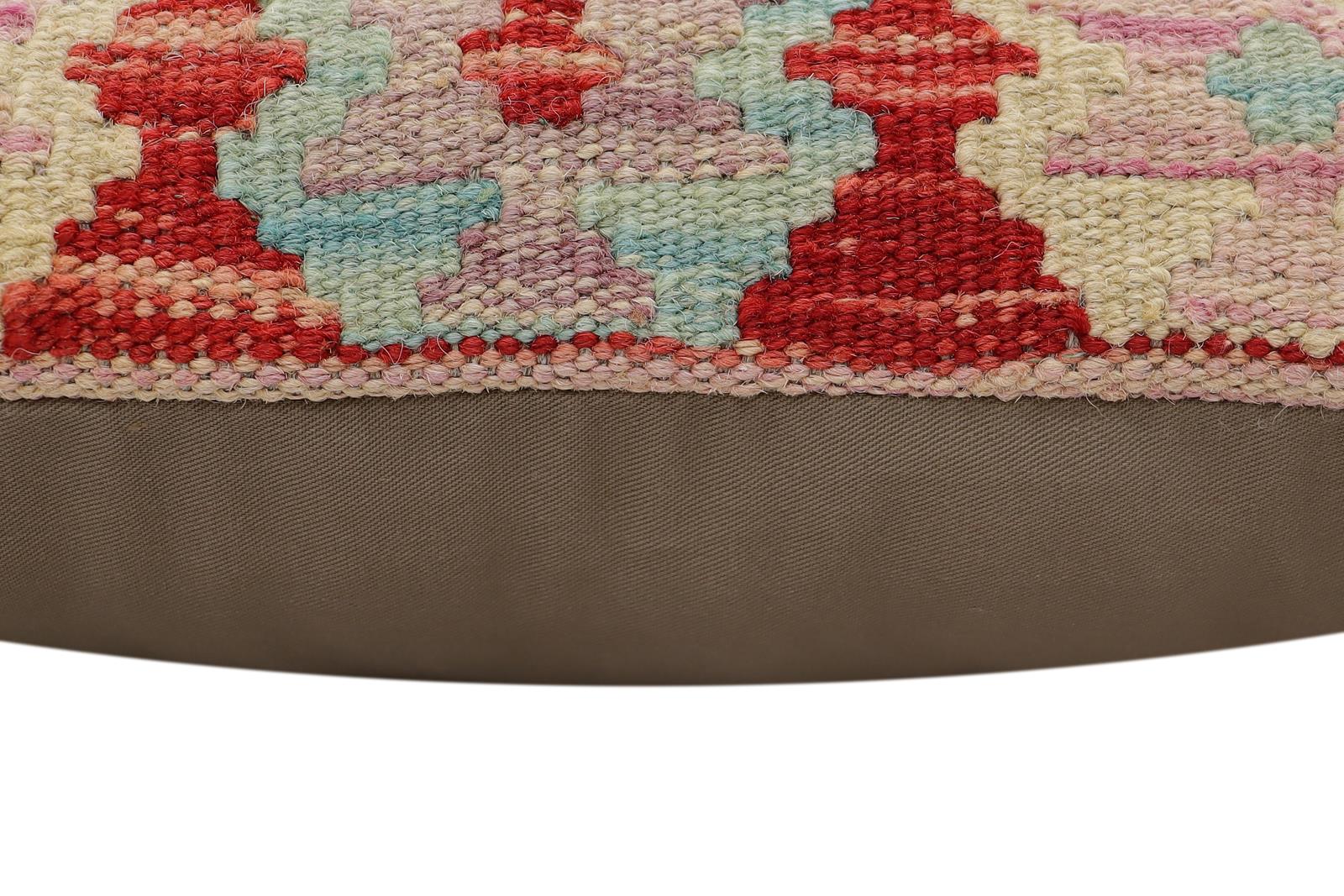 handmade Traditional Pillow Red Beige Hand-Woven SQUARE 100% WOOL Hand woven turkish pillow2' x 2'