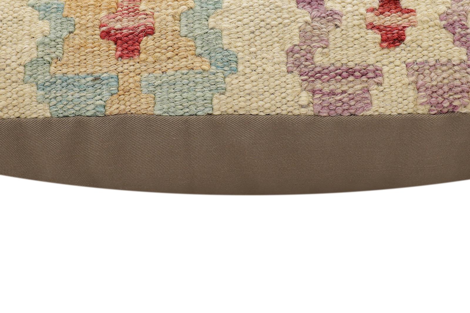 handmade Traditional Pillow Beige Rust Hand-Woven SQUARE 100% WOOL Hand woven turkish pillow2' x 2'