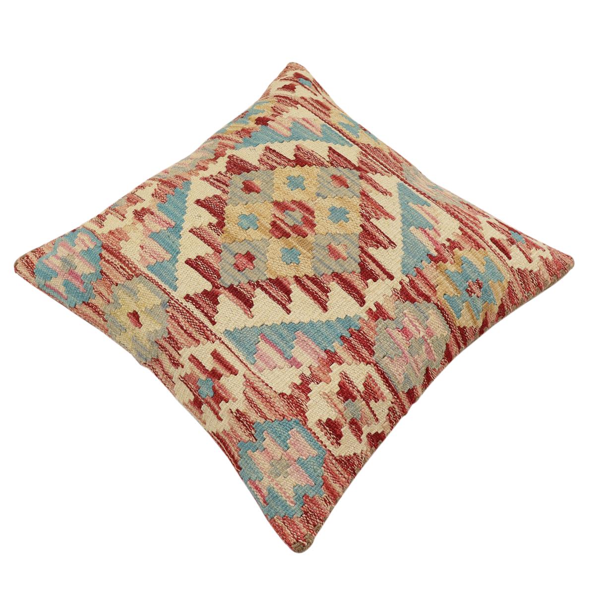 handmade Traditional Pillow Rust Beige Hand-Woven SQUARE 100% WOOL Hand woven turkish pillow2' x 2'