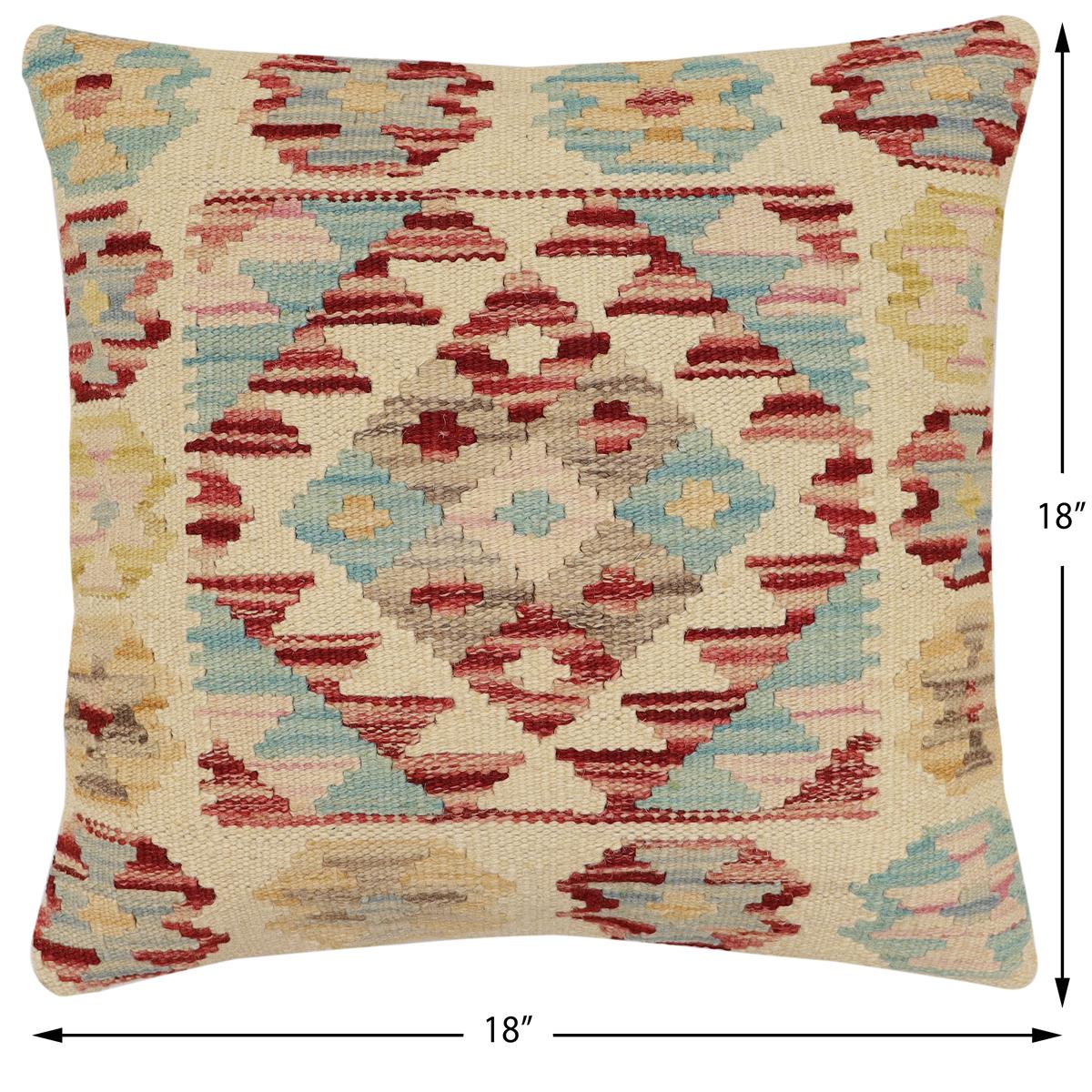 handmade Traditional Pillow Beige Rust Hand-Woven SQUARE 100% WOOL Hand woven turkish pillow2' x 2'