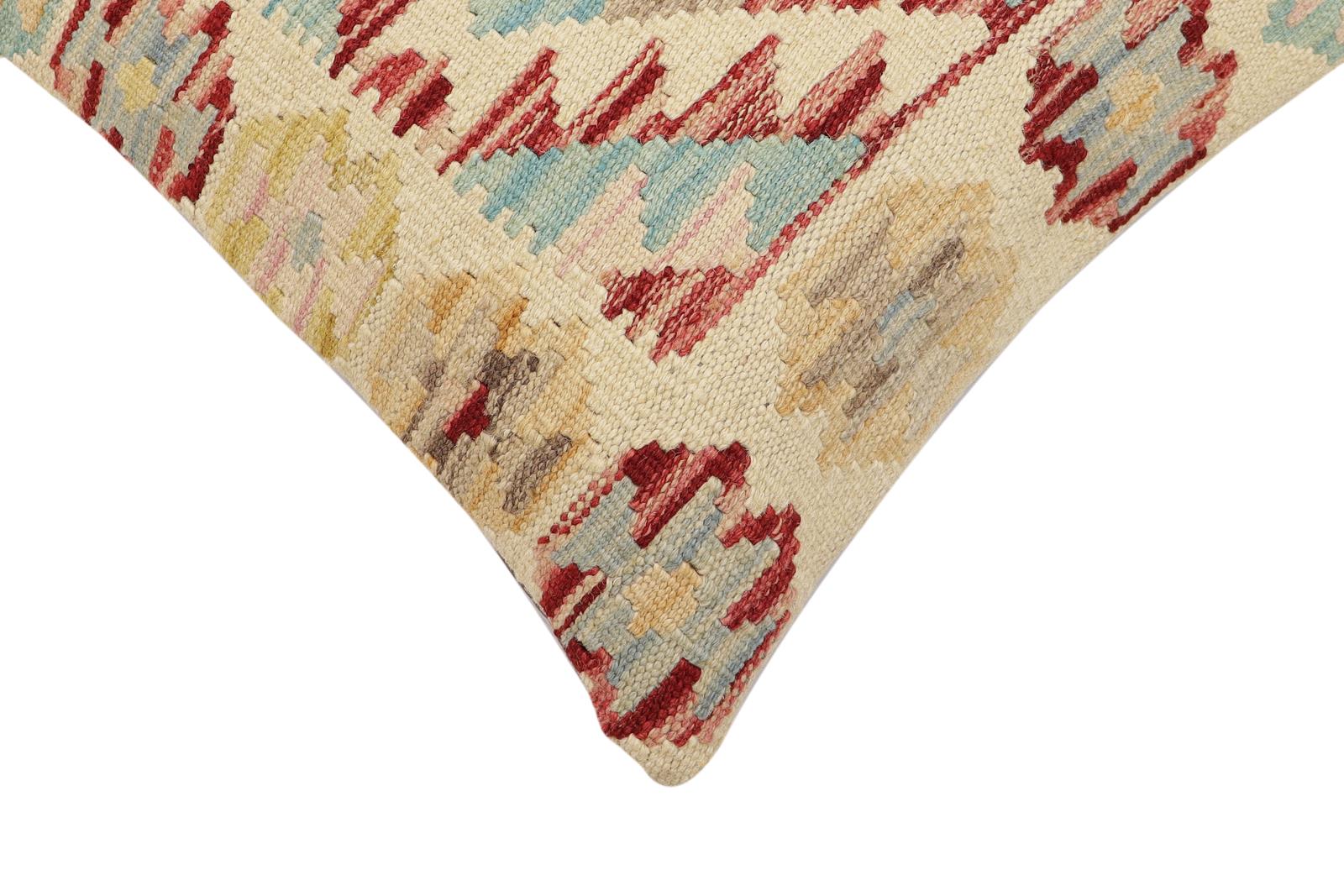 handmade Traditional Pillow Beige Rust Hand-Woven SQUARE 100% WOOL Hand woven turkish pillow2' x 2'