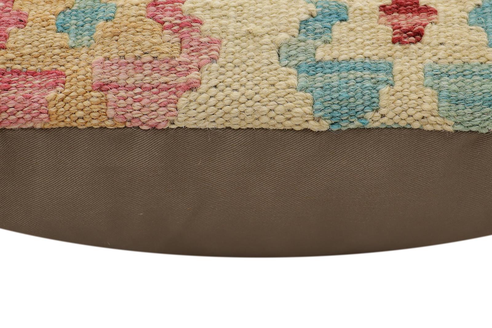 handmade Traditional Pillow Beige Rust Hand-Woven SQUARE 100% WOOL Hand woven turkish pillow2' x 2'