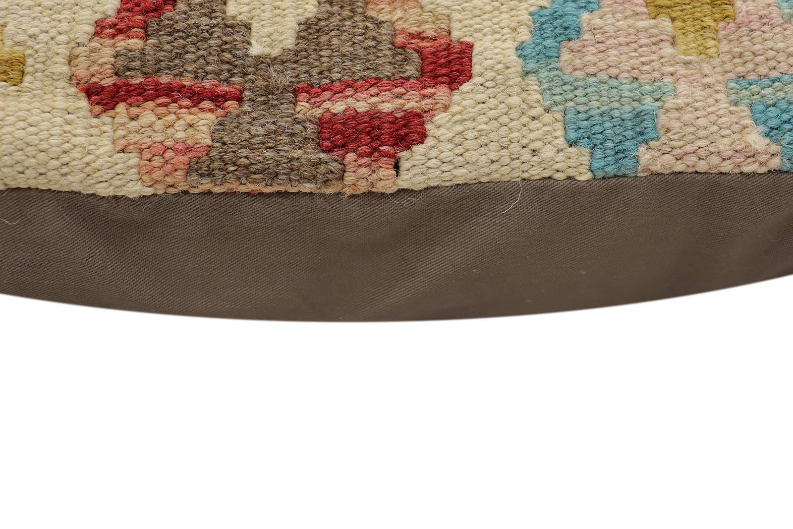 handmade Traditional Pillow Beige Red Hand-Woven SQUARE 100% WOOL Hand woven turkish pillow2' x 2'