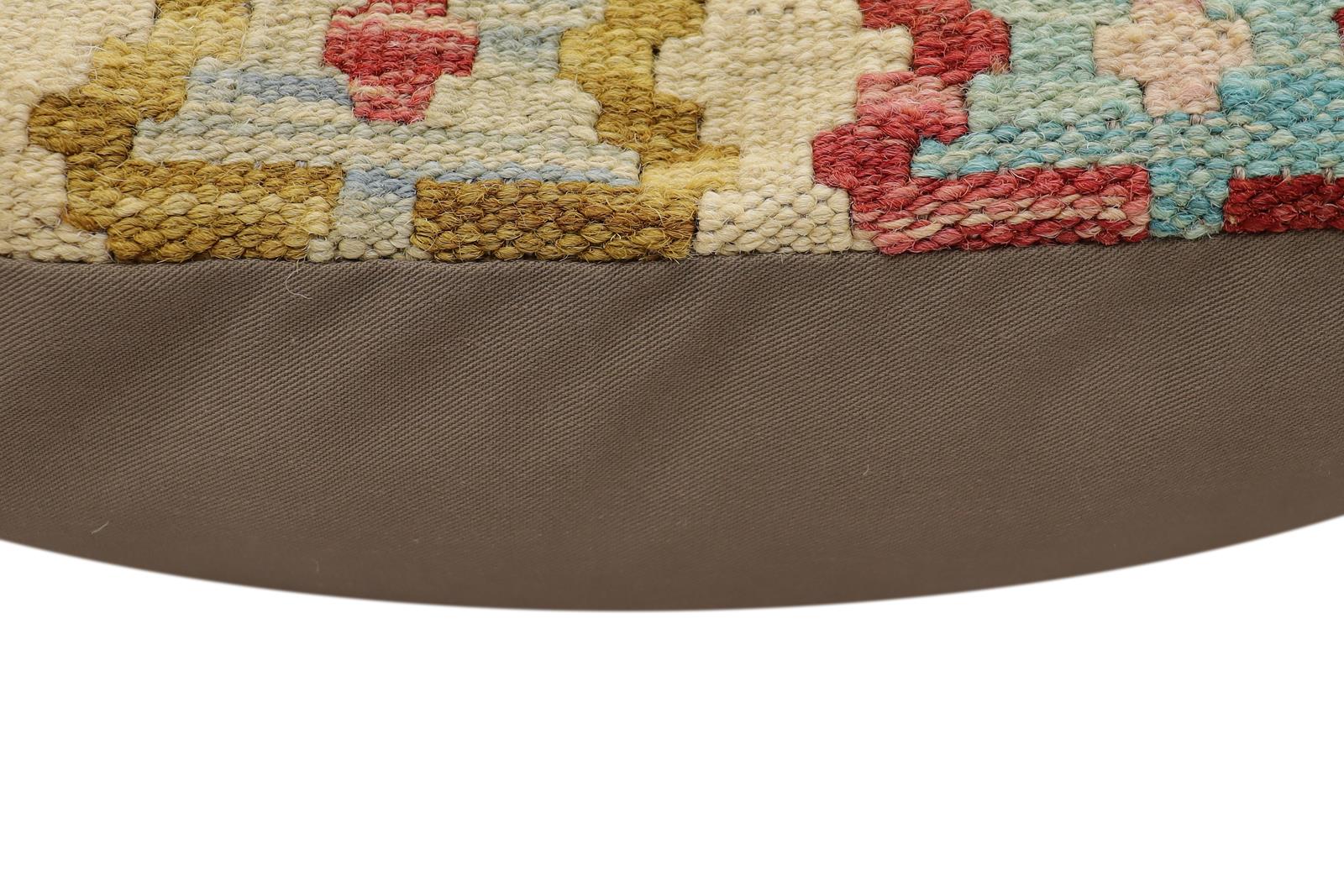handmade Traditional Pillow Beige Rust Hand-Woven SQUARE 100% WOOL Hand woven turkish pillow2' x 2'