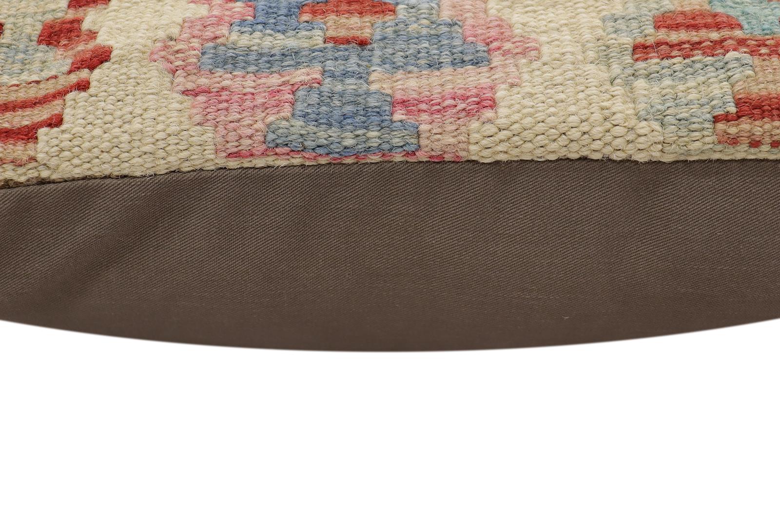 handmade Traditional Pillow Beige Rust Hand-Woven SQUARE 100% WOOL  Hand woven turkish pillow  2 x 2