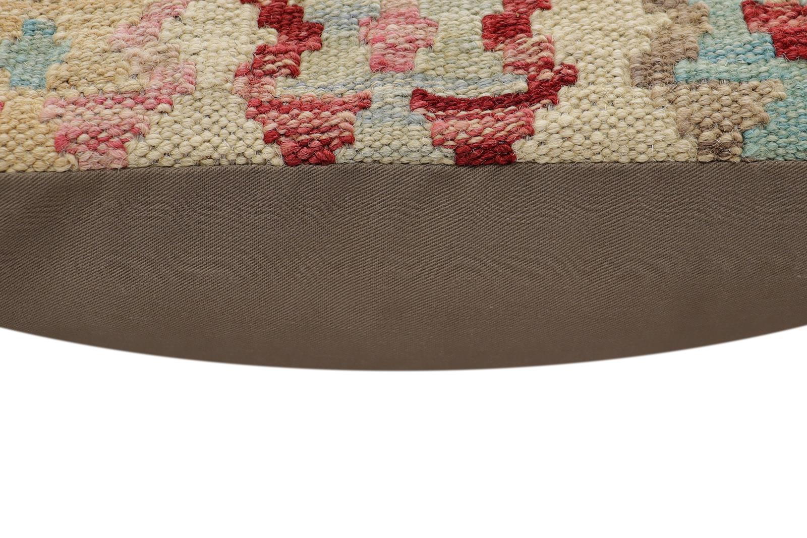 handmade Traditional Pillow Beige Red Hand-Woven SQUARE 100% WOOL Hand woven turkish pillow2' x 2'