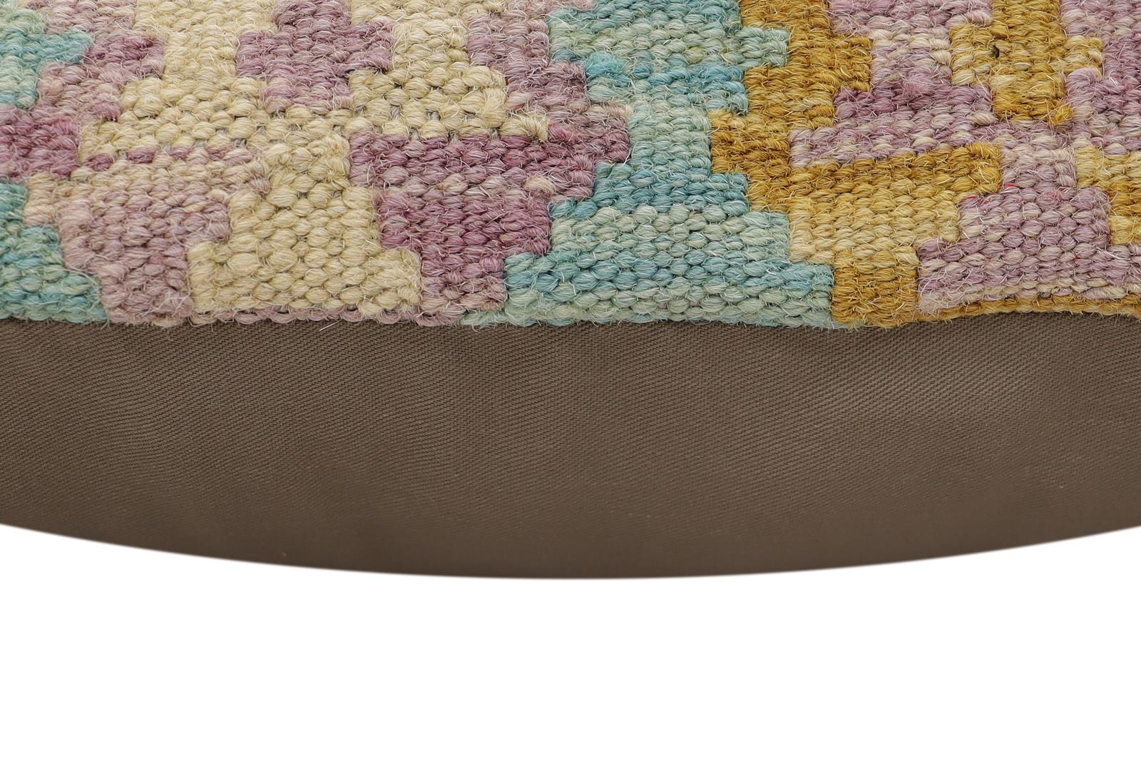 handmade Traditional Pillow Blue Beige Hand-Woven SQUARE 100% WOOL Hand woven turkish pillow2' x 2'