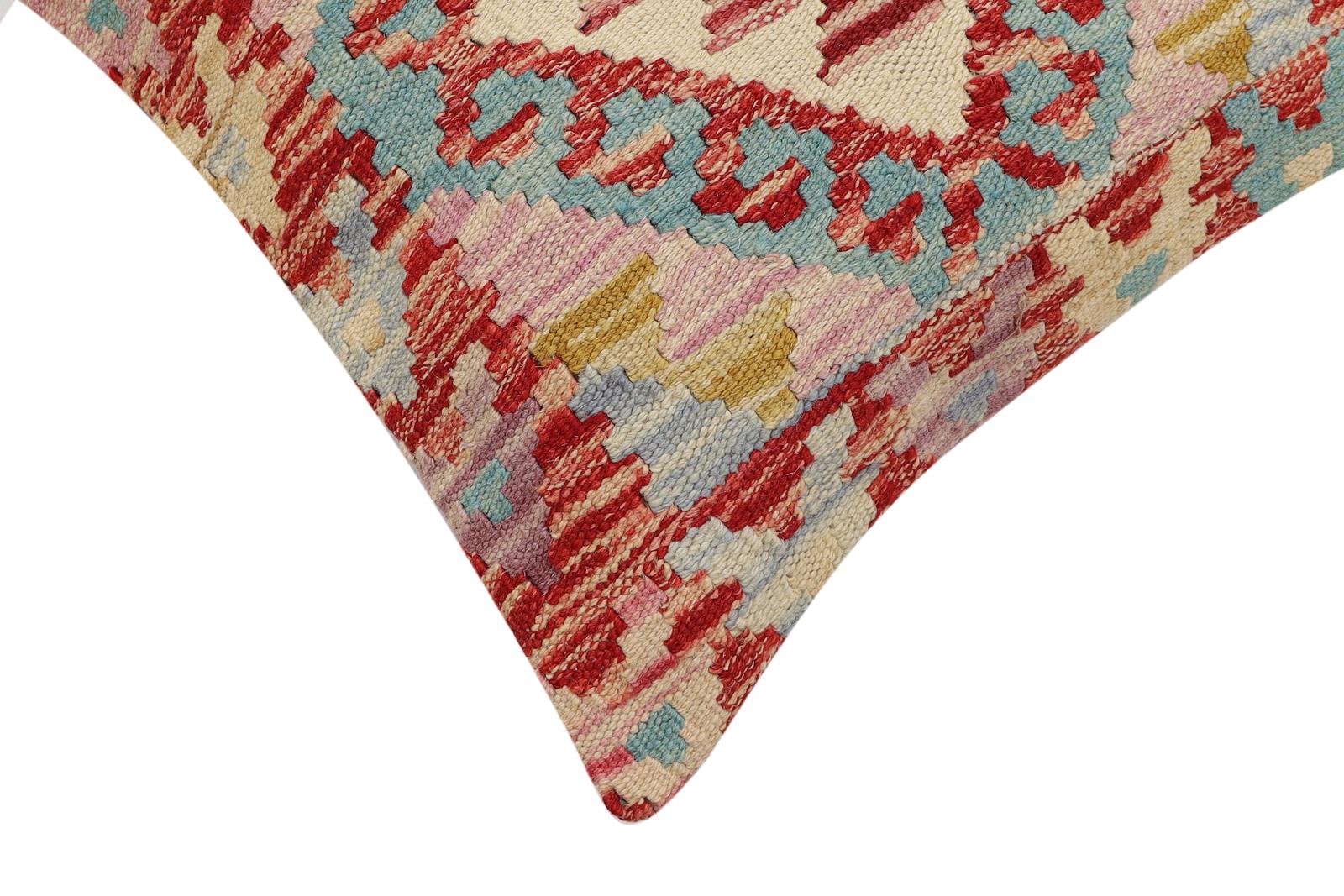 handmade Traditional Pillow Red Beige Hand-Woven SQUARE 100% WOOL Hand woven turkish pillow2' x 2'