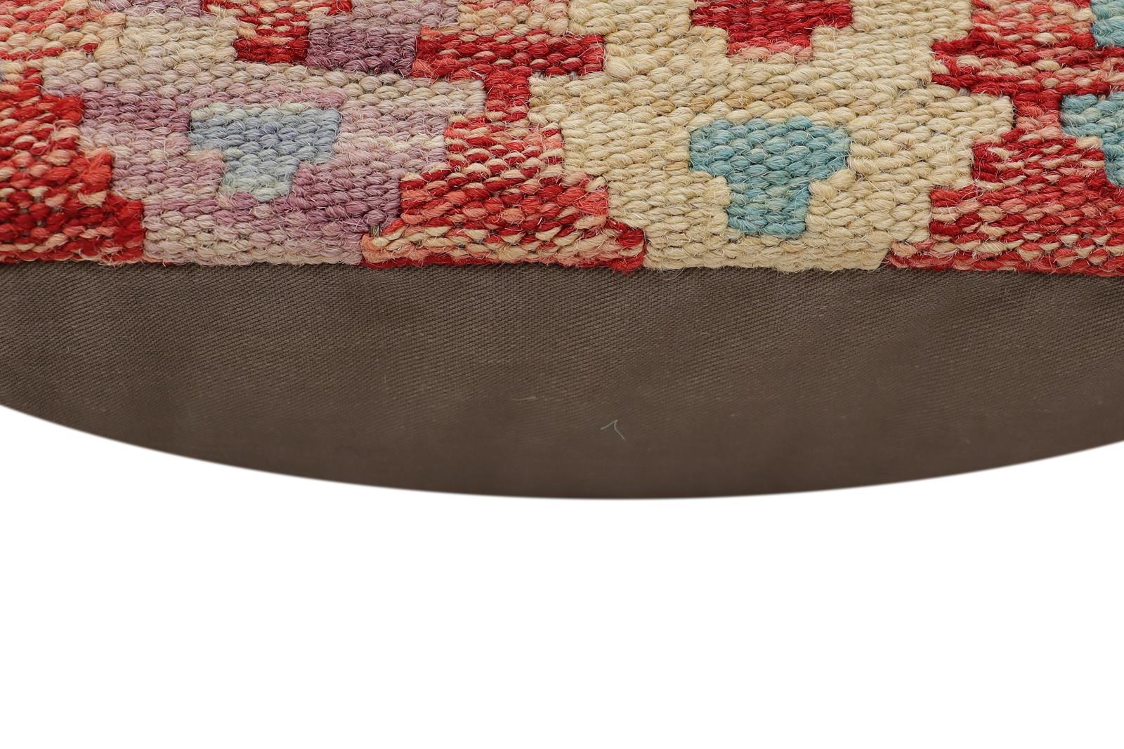 handmade Traditional Pillow Red Beige Hand-Woven SQUARE 100% WOOL Hand woven turkish pillow2' x 2'