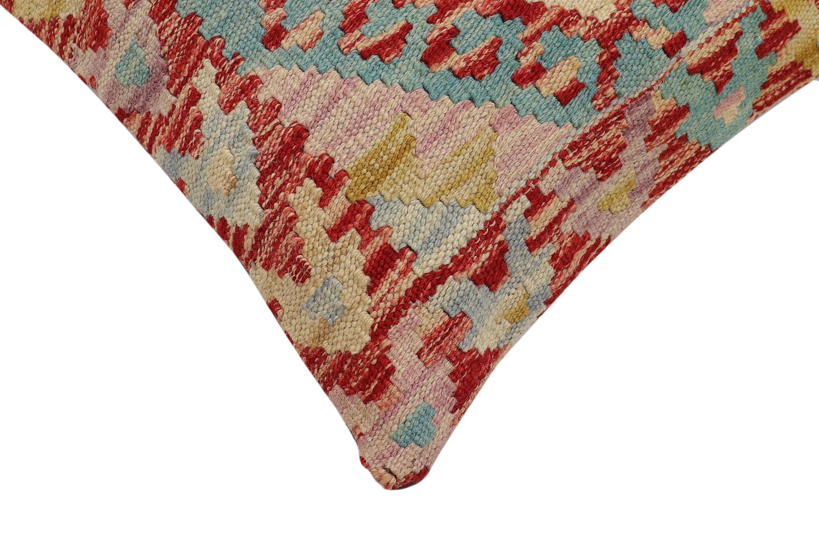 handmade Traditional Pillow Red Beige Hand-Woven SQUARE 100% WOOL Hand woven turkish pillow2' x 2'