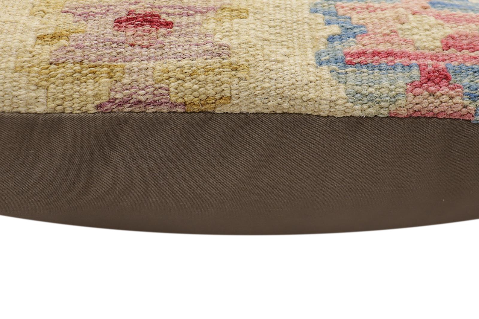 handmade Traditional Pillow Beige Rust Hand-Woven SQUARE 100% WOOL Hand woven turkish pillow2' x 2'
