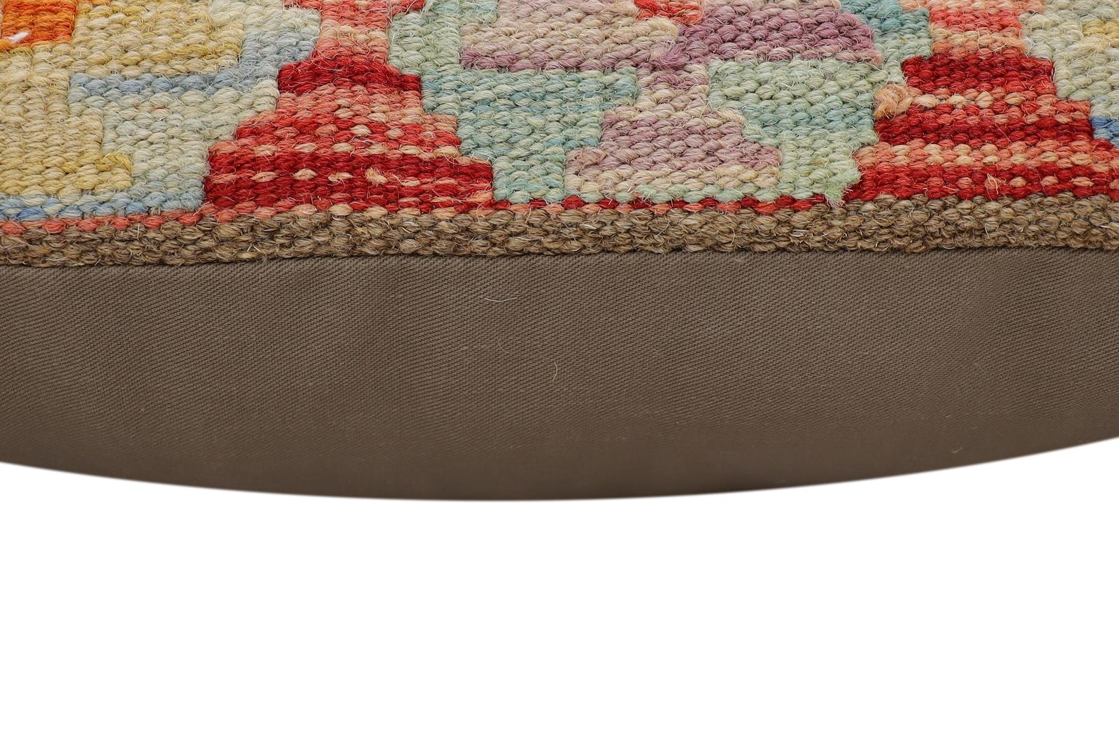 handmade Traditional Pillow Red Beige Hand-Woven SQUARE 100% WOOL Hand woven turkish pillow2' x 2'