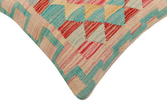 handmade Traditional Pillow Rust Blue Hand-Woven SQUARE 100% WOOL  Hand woven turkish pillow  2 x 2