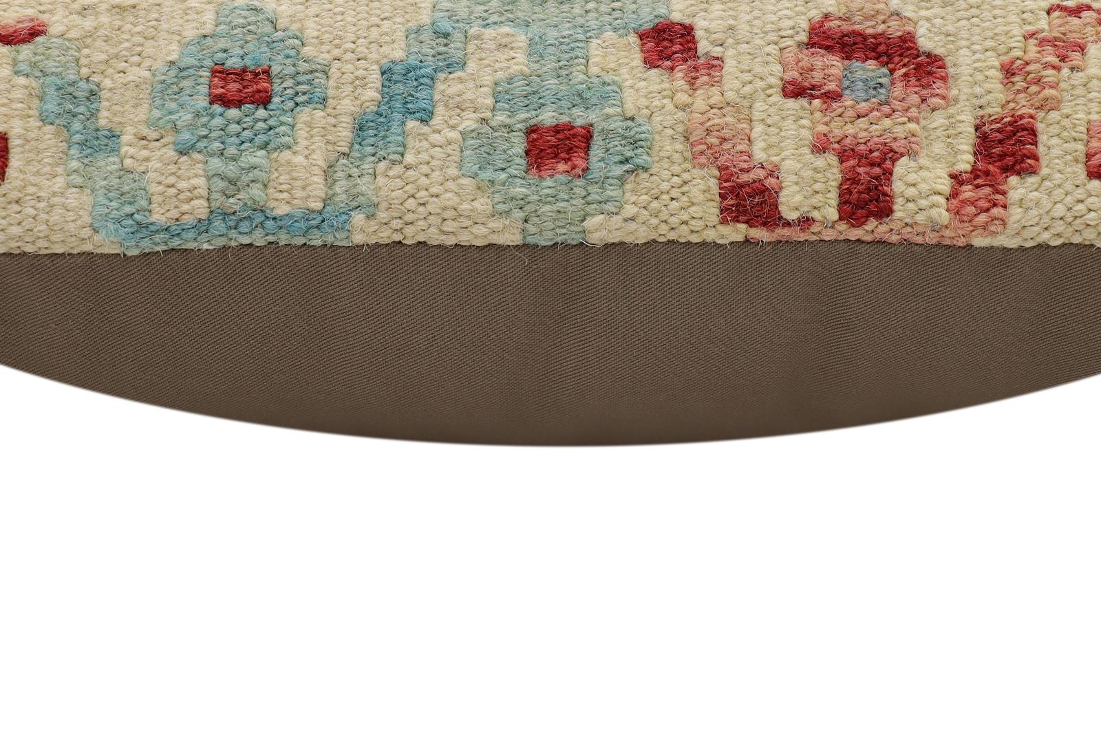 handmade Traditional Pillow Beige Red Hand-Woven SQUARE 100% WOOL  Hand woven turkish pillow  2 x 2