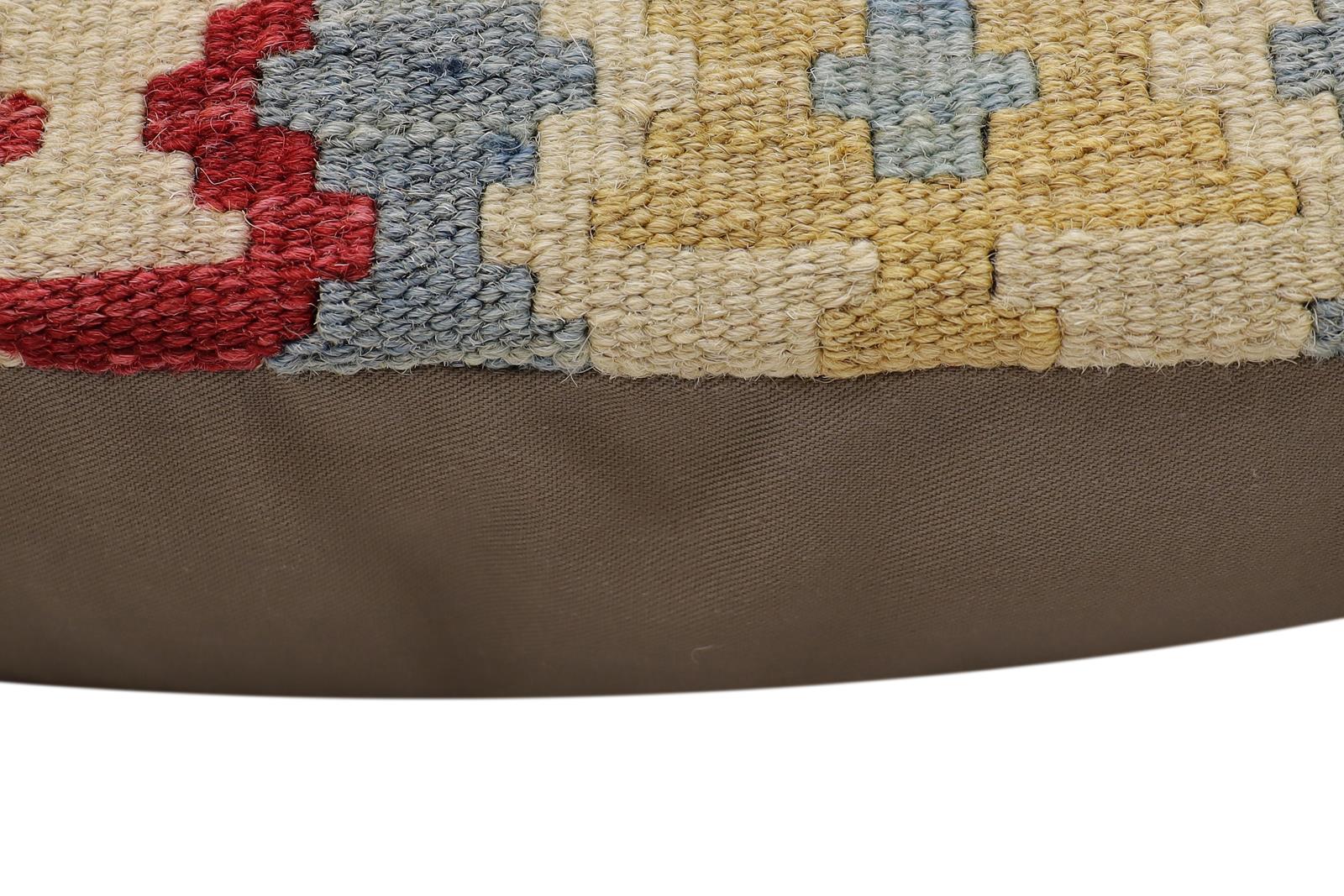 handmade Traditional Pillow Blue Beige Hand-Woven SQUARE 100% WOOL Hand woven turkish pillow2' x 2'