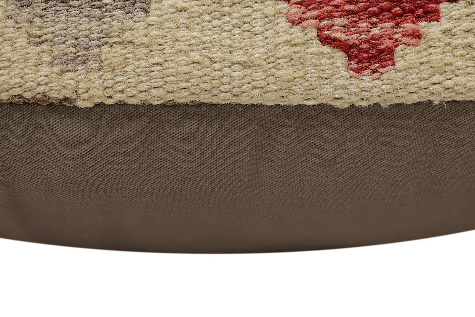 handmade Traditional Pillow Beige Red Hand-Woven SQUARE 100% WOOL  Hand woven turkish pillow  2 x 2