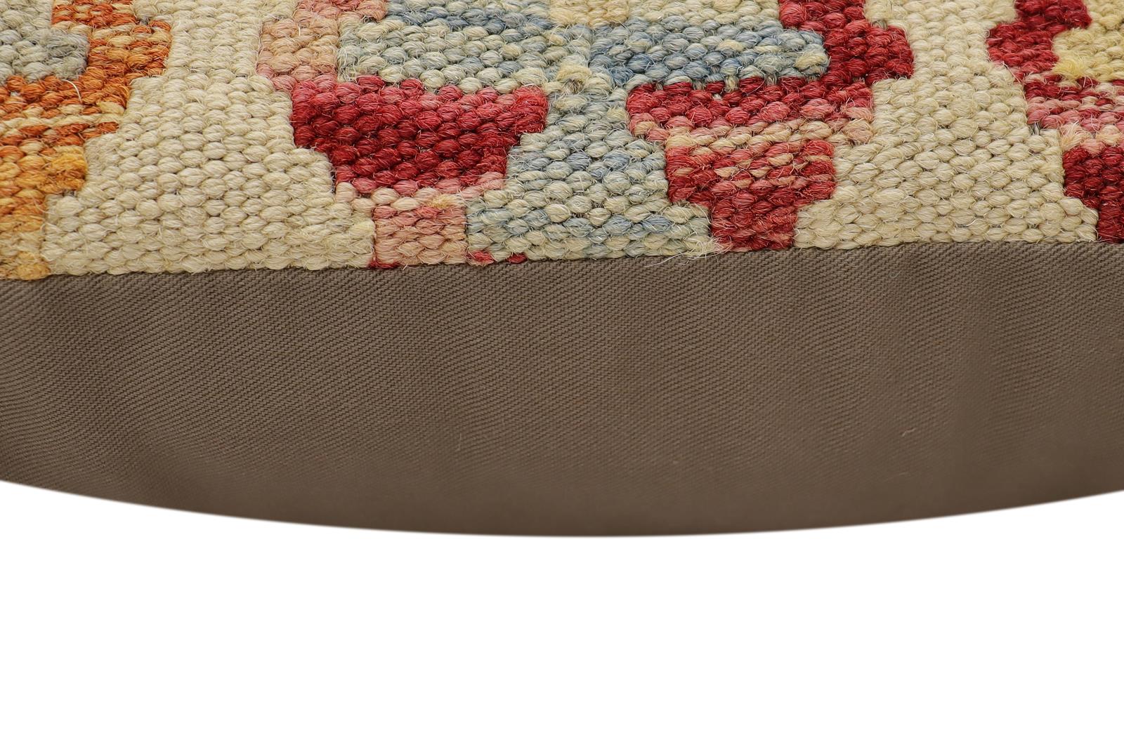 handmade Traditional Pillow Beige Red Hand-Woven SQUARE 100% WOOL  Hand woven turkish pillow  2 x 2