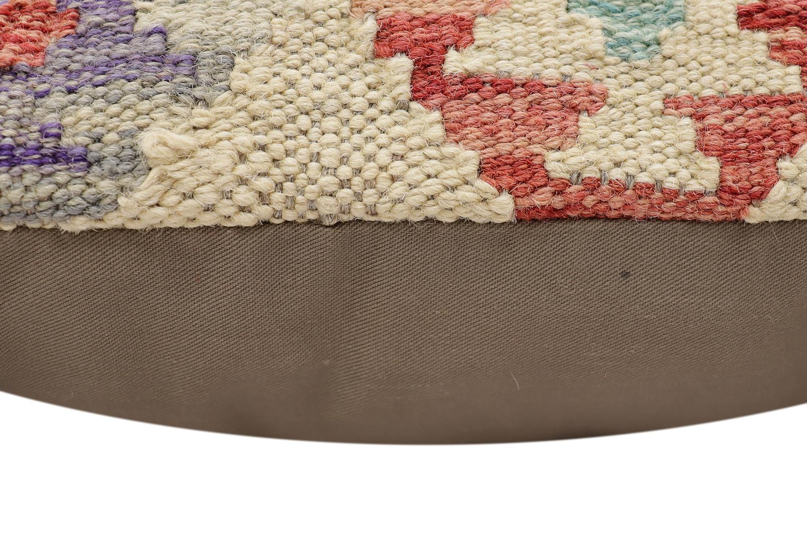 handmade Traditional Pillow Beige Red Hand-Woven SQUARE 100% WOOL Hand woven turkish pillow2' x 2'