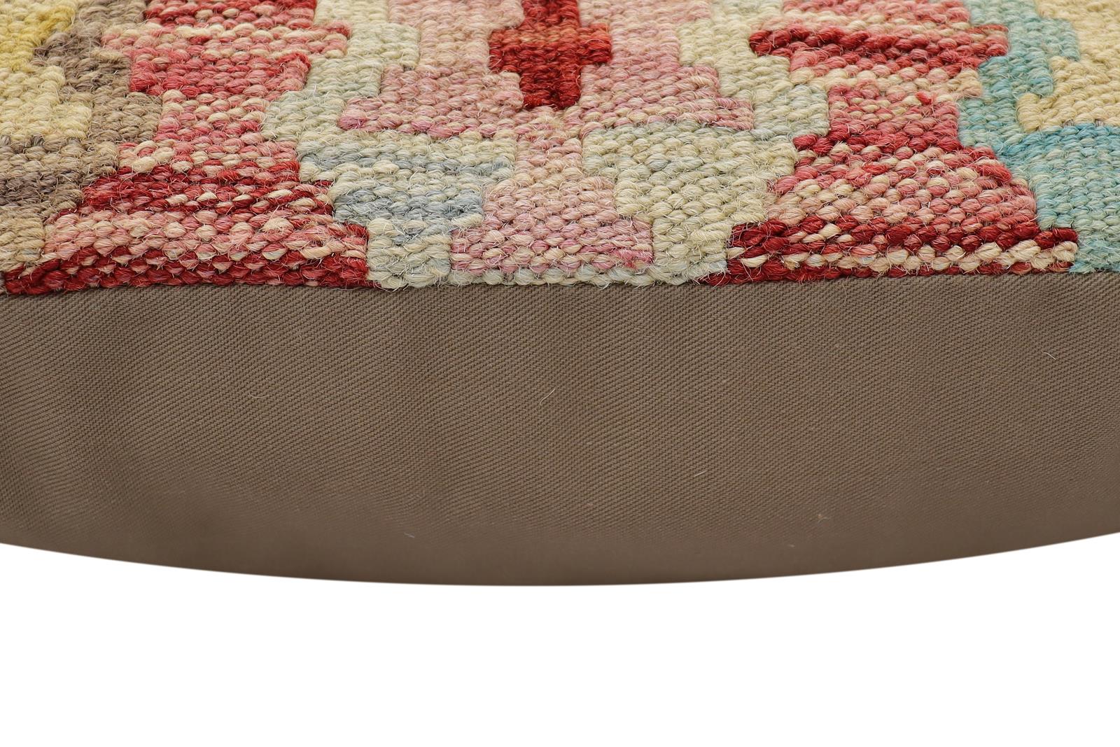 handmade Traditional Pillow Red Beige Hand-Woven SQUARE 100% WOOL Hand woven turkish pillow2' x 2'