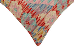 handmade Traditional Pillow Red Blue Hand-Woven SQUARE 100% WOOL Hand woven turkish pillow2' x 2'